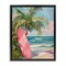 Stupell Industries Pink Surfboard on Beach Floating Frame Design by Arlington Prints